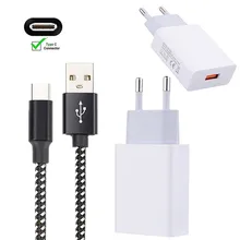 Зарядное устройство+ 1 м type-C USB кабель для передачи данных для Xiaomi huawei P30 P20 Lite mate 30 20 Pro Honor 20 10 V30 V20 Nova 6 5T 5 5i