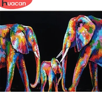 

HUACAN DIY Painting By Number Elephant Drawing On Canvas Hand Painted Paintings Art Gift Coloring By Numbers Animal Home Decor