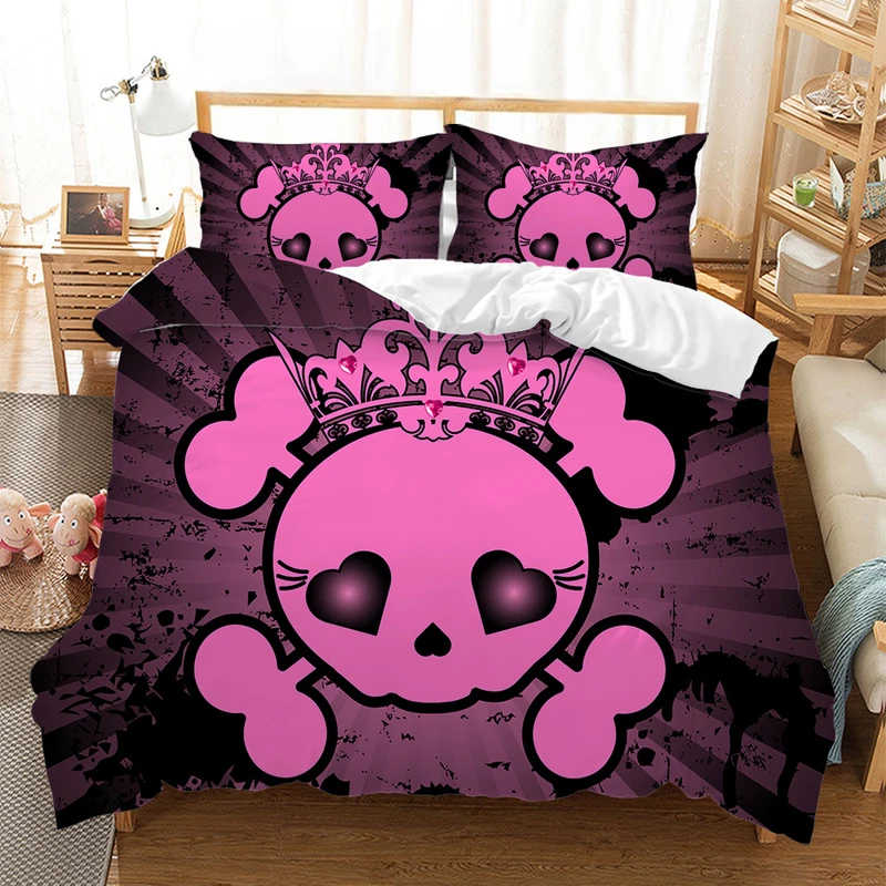 Fanaijia 3d Sugar Skull Bedding Set King Size Pink Skull Duvet Cover Set With Pillowcase Bed Comforter Bedding Sets Aliexpress