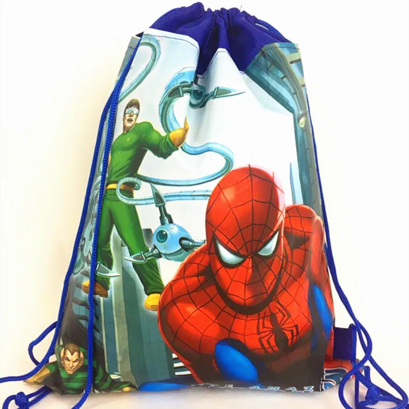 

LISM 1pcs/lot Spiderman Cartoon New Backpack Non-woven Fabrics Back Pack Drawstring Batman Bags Spider Man Children School Bag