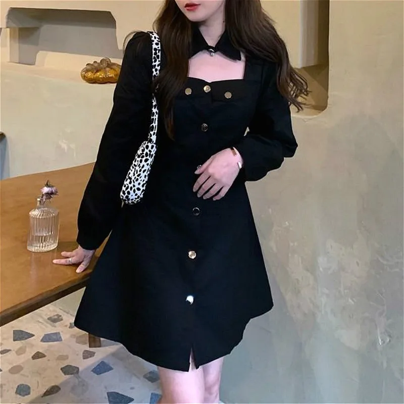 Minivestido informal de manga larga para mujer, gótica Y2k con lazo para fiesta de noche, vestido femenino de pieza coreano de otoño 2020 - AliExpress Ropa de mujer