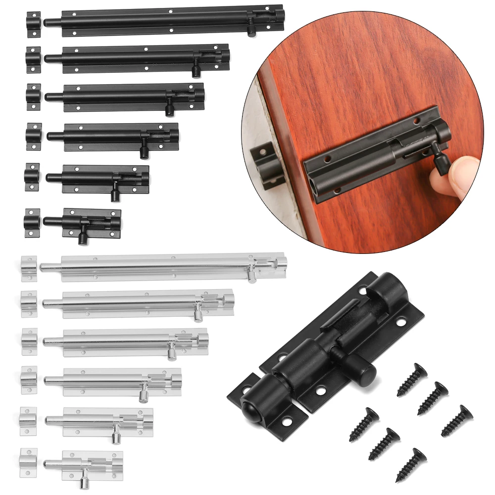 Door Latch Black Silver Barrel Bolt 2/3/4/5/6/8inch Aluminum Alloy For Home Hardware Gate Safety