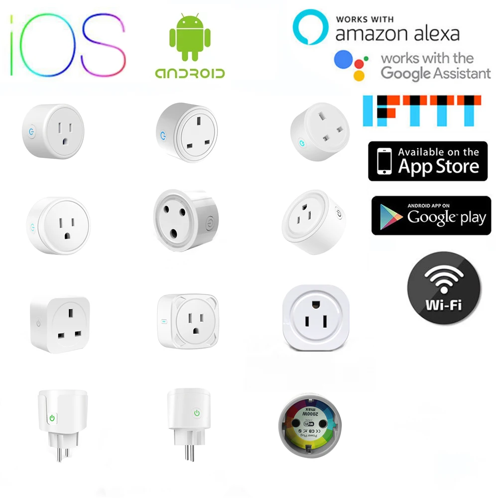 

Wireless Smart Wifi Socket Tuya Smart Life APP US UK EU ZA Plug Voice Remote Control Timer Work with Alexa Google Home IFTTT