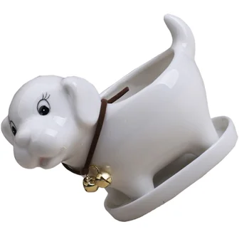 

1pc Flowerpot Ceramic Dog Shaped Lovely Desktop Planter Tabletop Adornment for Office Balcony