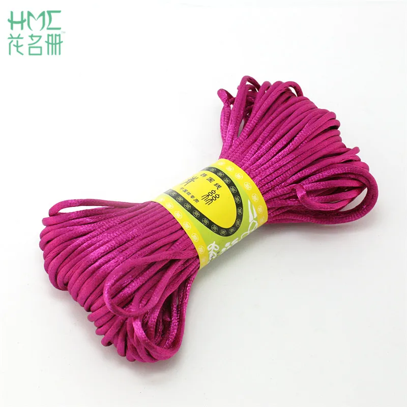 Purple Red 2,5 мм 20 м атласная трещотка шелковый шнур макраме нейлоновая оплетка нить для китайский «сделай сам» Браслеты с узлами Ожерелье Ювелирные изделия Поиск Аксессуары - Цвет: Purple Red