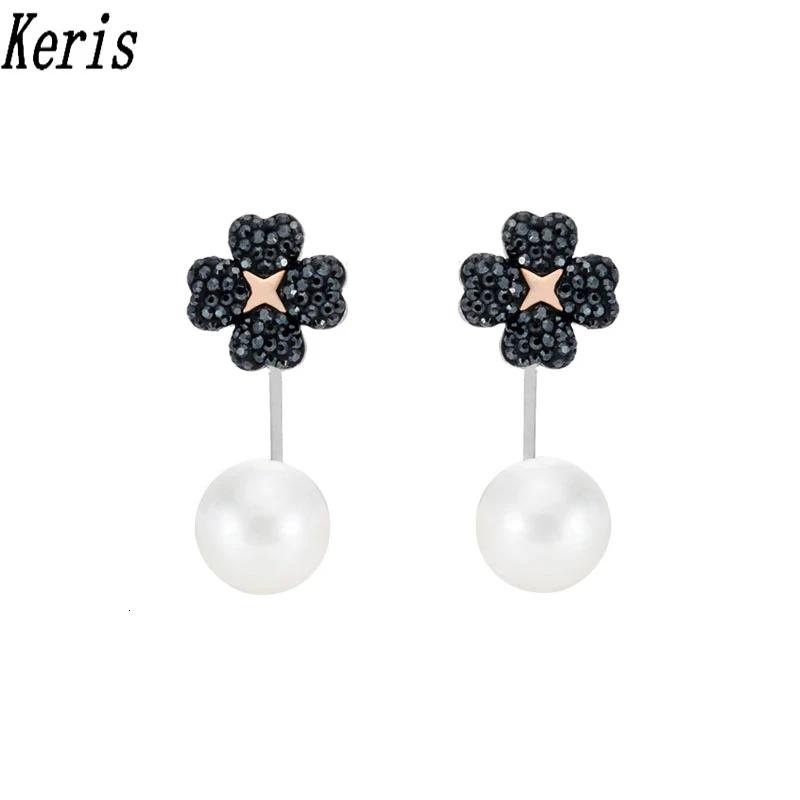 

High quality swa removable black drill tetrafolium attractive woman ear nails