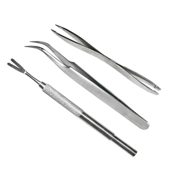 

2020 Pet Flea Treatment Tick Removal Tool Set 2 in 1 Stainless Steel Fork Tweezers Clip for Dog Cat Supplies Litter
