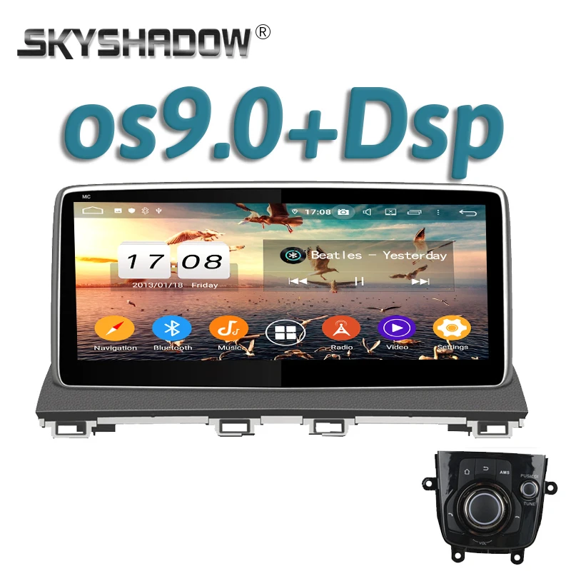 Автомобильный DVD плеер 10,2" ips DSP Android 9,0 8Core 4 Гб+ 32 Гб GPS Google Map Радио RDS Wi-Fi Bluetooth 4,2 для MAZDA 3 2013