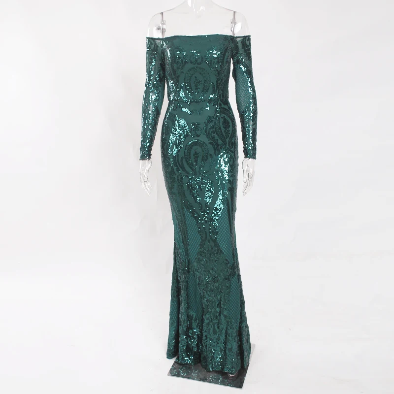 green sequin maxi dress