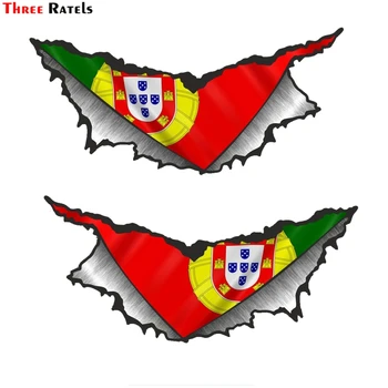 

Three Ratels FTC-1128# Large Pair Triangular Ripped Torn Metal Portugal Portugues County Flag Vinyl Car Sticker Motorcycle Decal