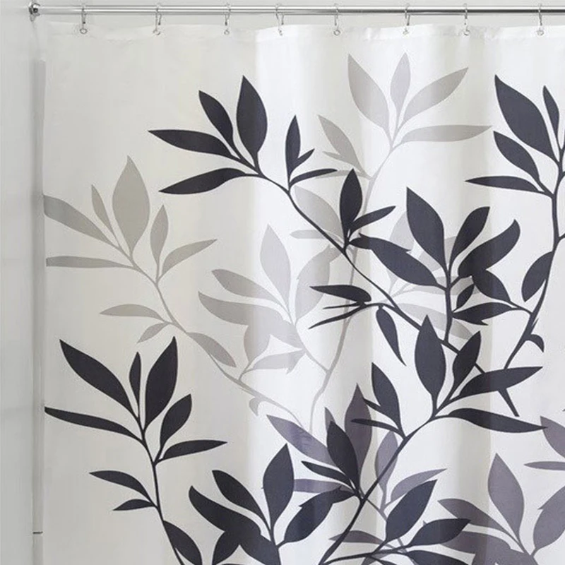 Штора для ванной из 100% полиэстера с принтом зеленых листьев|polyester shower curtain|curtains for