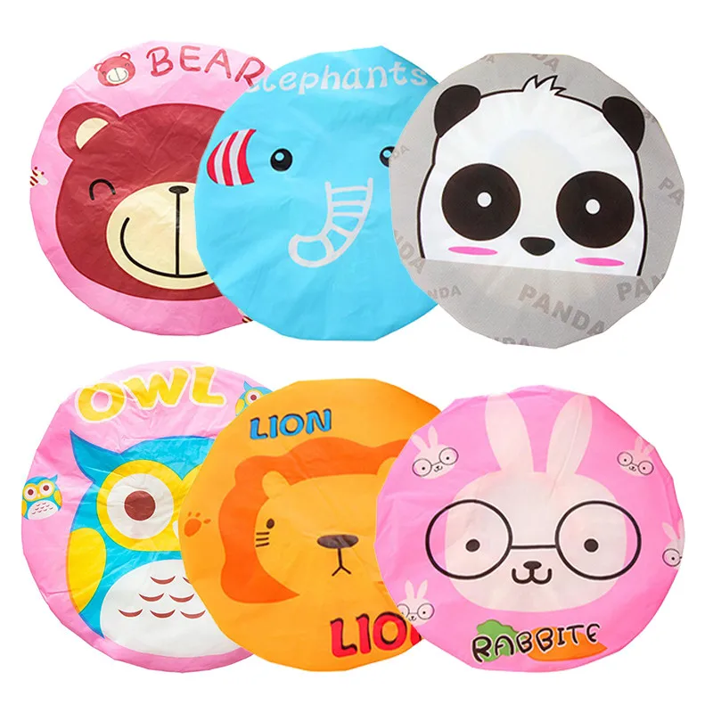 Cartoon Animal Waterproof Shower Cap Waterproof for Women Shower Hair Bonnet Bath Hair Cap Resuable Lace Elastic Band Dropship