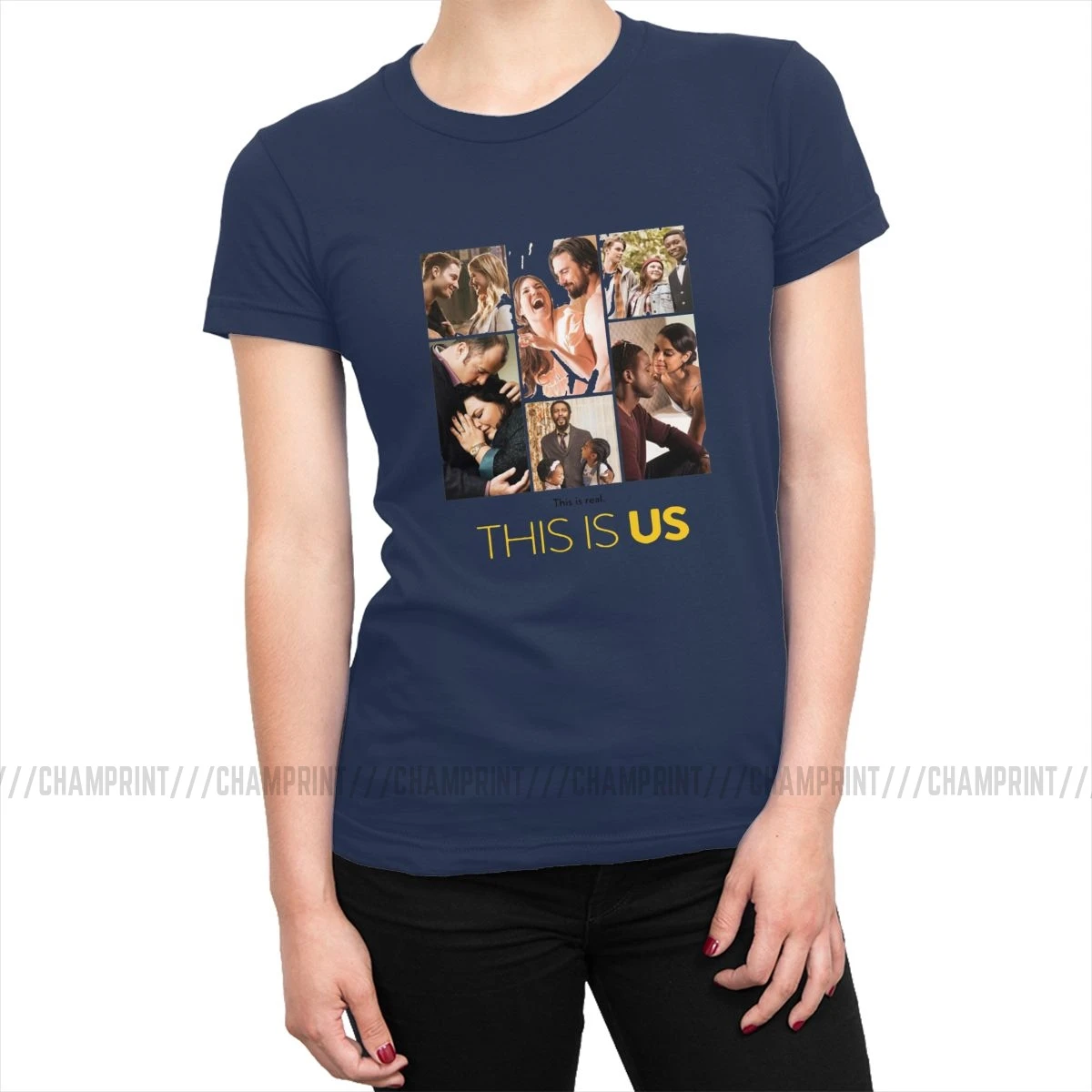 Футболки с надписью «This is Us family tv Show Grunge» для женщин, Топы И Футболки в стиле рок из хлопка, футболки в стиле хип-хоп, женская одежда с графикой - Цвет: Тёмно-синий