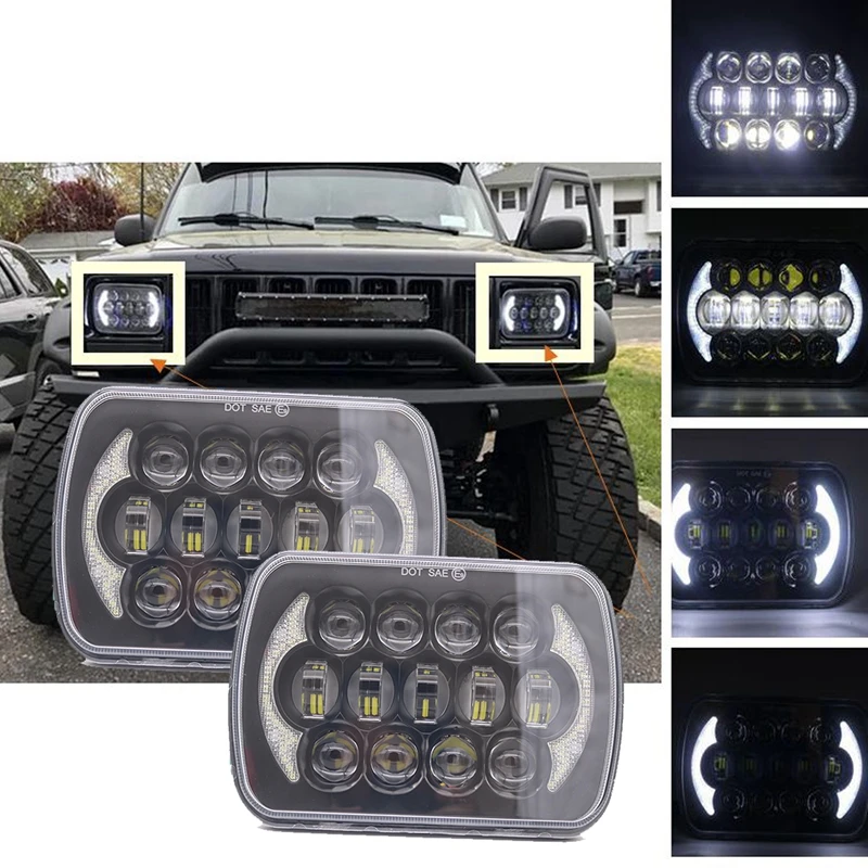 2 шт. 5D 5x7 дюймов 85 Вт светодиодная фара 7x6 12 В Hi Lo DRL для Jeep Wrangler YJ XJ Truck FLD 50 60 70 80 Firebird