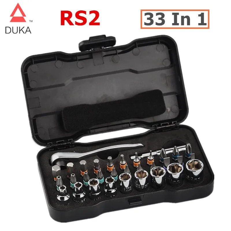 Новинка, универсальный Трещоточный ключ DUKA ATuMan RS2 33 в 1, отвертка S2, набор инструментов с магнитными насадками, инструмент «сделай сам» для домашнего ремонта