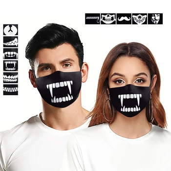 

14 types New Washable Cute Teeth Cartoon Pattern Face Mouth Mask Cotton Adult Kids Dustproof Respirator Windproof Mascarillas