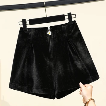 

Pants Women High Waist Plus Size Loose Casual Pleuche Zipper Fly Knee Length Wide Leg Pants 4xl 5xl