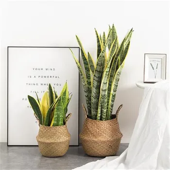 

Storage Organizer Handmade Bamboo Foldable Laundry Straw Garden Flower Pot Planter Basket Home Decorates