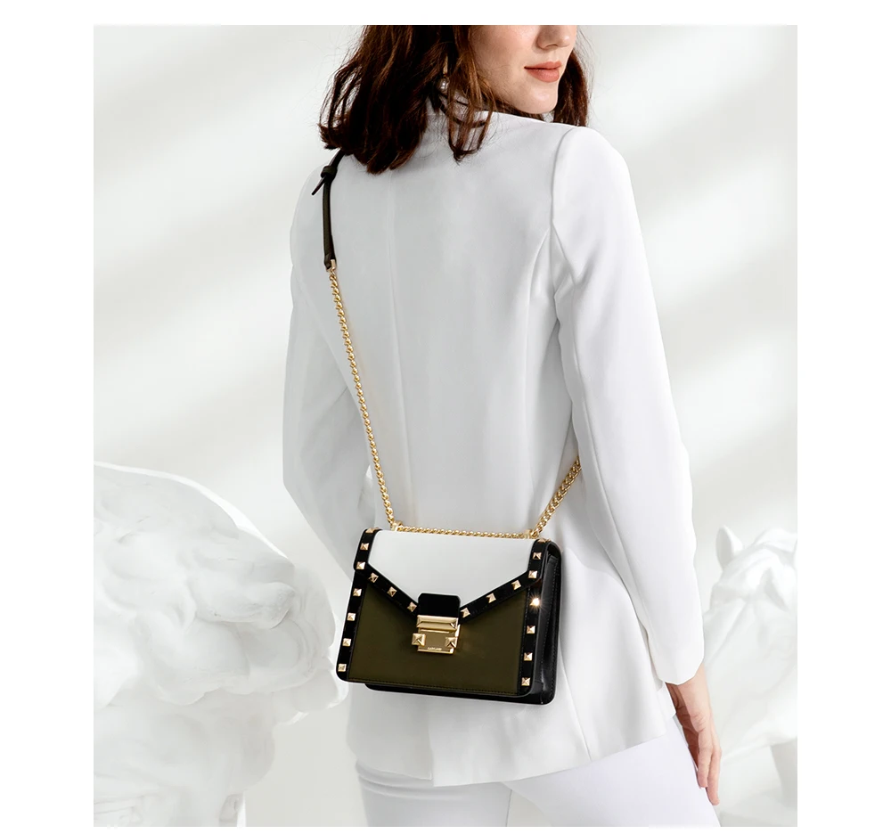 LAFESTIN Осенняя Новая модная многофункциональная женская сумка через плечо в европейском и американском стиле, сумка почтальона с заклепками, украшение