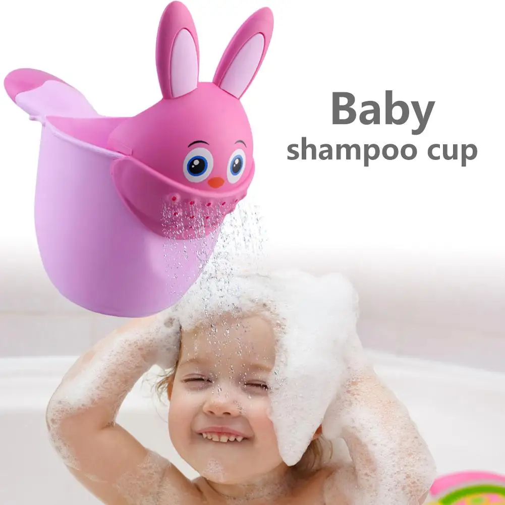 Многофункциональная чашка для шампуня, детская розовая банная чашка с рисунком кролика, шапочка для душа для новорожденного мальчика, мытье чашек