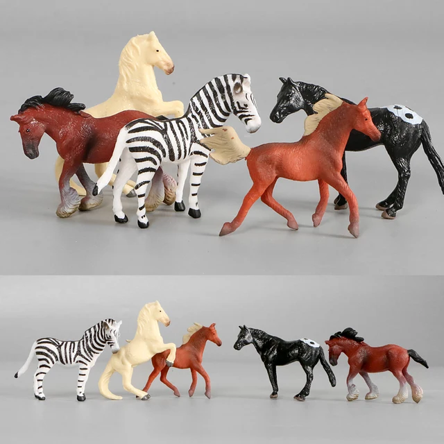 Simulation Horse Mini Models Hand Painted PVC Figurine,Friesian,Zebra Miniature Pony Action Figure Toy For Kid Educational Toys 1