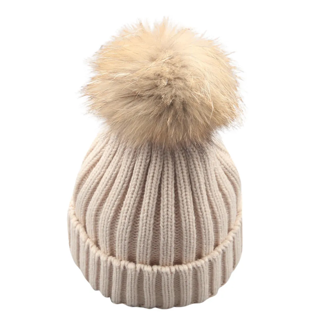 Шапка-бини Женская плюшевая хвостик, хлопковые шерстяные шапки в стиле бини, однотонная вязаная кепка для улицы, женская зимняя шапка - Цвет: Beige