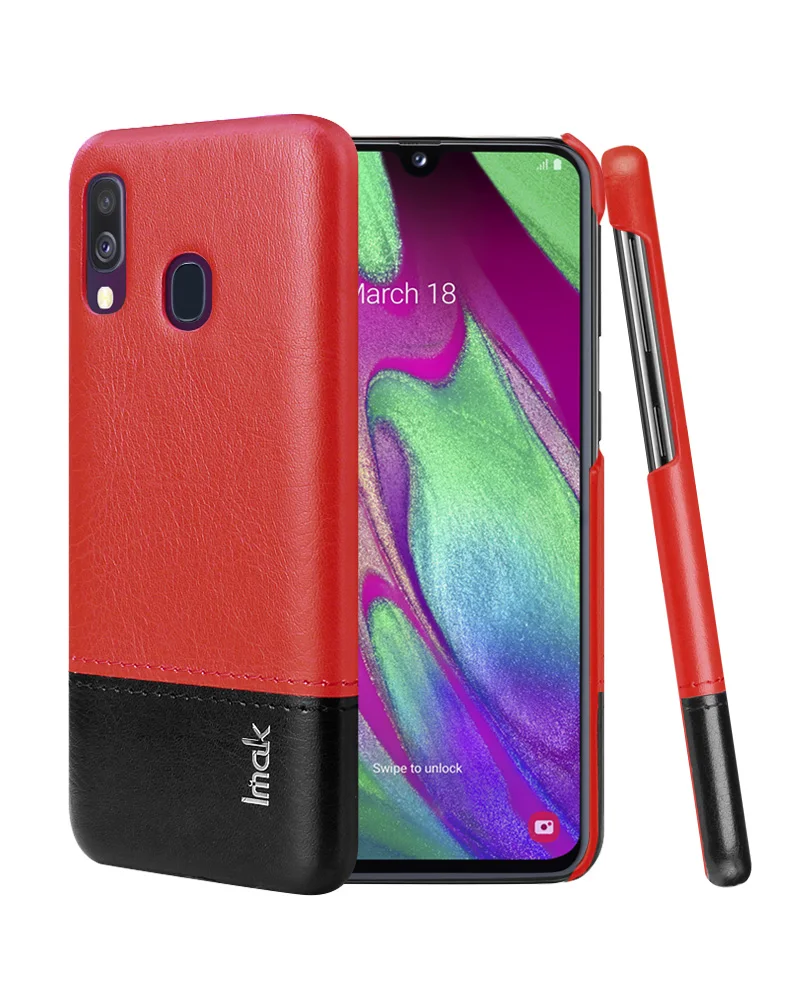 Роскошный лаконичный кожаный чехол для samsung A40 чехол Galaxy A 40 чехол A405 для samsung Galaxy A40 кожаная обложка на телефон - Цвет: Blackish red