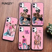 PUNQZY Cute Baby Girl mom Love Case For Huawei P30 P20 MATE 20 MAT10 LITE P30 P20PRO Soft TPU Black Matte Case Mother's day gift