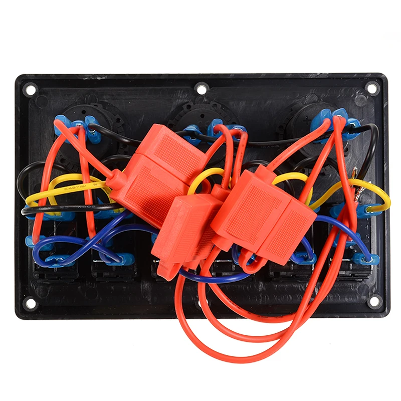 6 Gang Red LED Car Switch Panel 12V 24V Circuit Breakers Overload Protect Boat Rocker Switch Control Panel Set