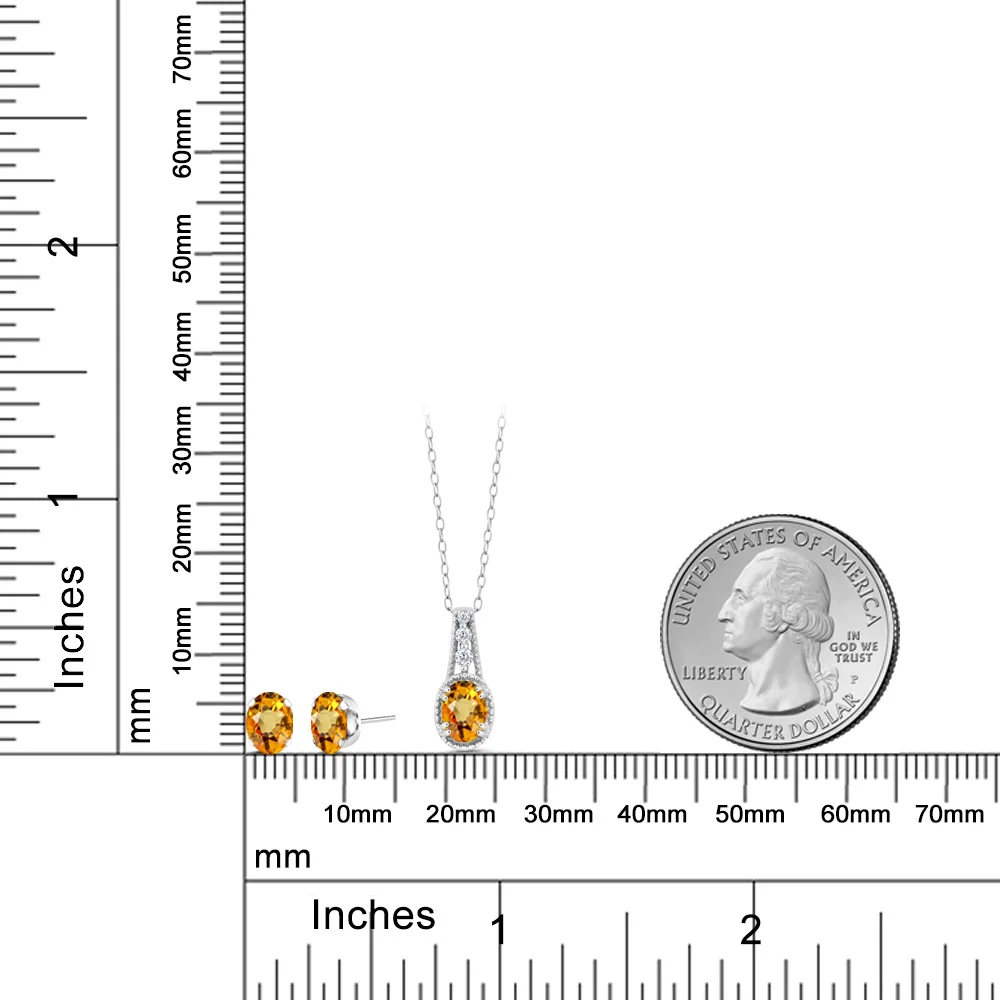 GemStoneKing 1,73 карат Овальный натуральный желтый сапфир набор украшений для женщин 925 пробы Серебряный Драгоценный камень кулон серьги набор