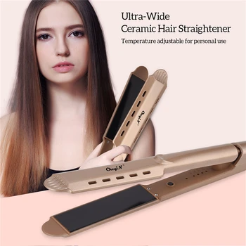 

CkeyiN Electronic Ceramic Fast Heating Hair Straightener Portable Hair Flat Iron Professional Straightening Irons Wide Plate