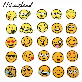 

50/100 pcs/lot Yellow Smile Embroidery Cloth Patch Embroidery Children's Patch Shoes Hat Bag Accessories Embroidery DIY Patches