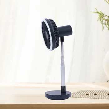 

Hot Telescopic Desk Fan 120° Shaking Head 4000MAh USB Charging 4 Modes Wind Speed LED Night Light Portable Fan