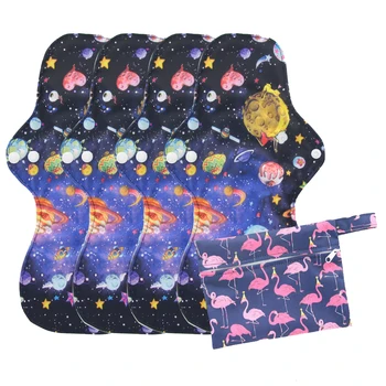 

4pcs Reusable Organic Bamboo Extra Large Menstrual Pads Heavy Flow Sanitary Pads Washable Mama Sanitary Towel Pad With 1 Wet Bag