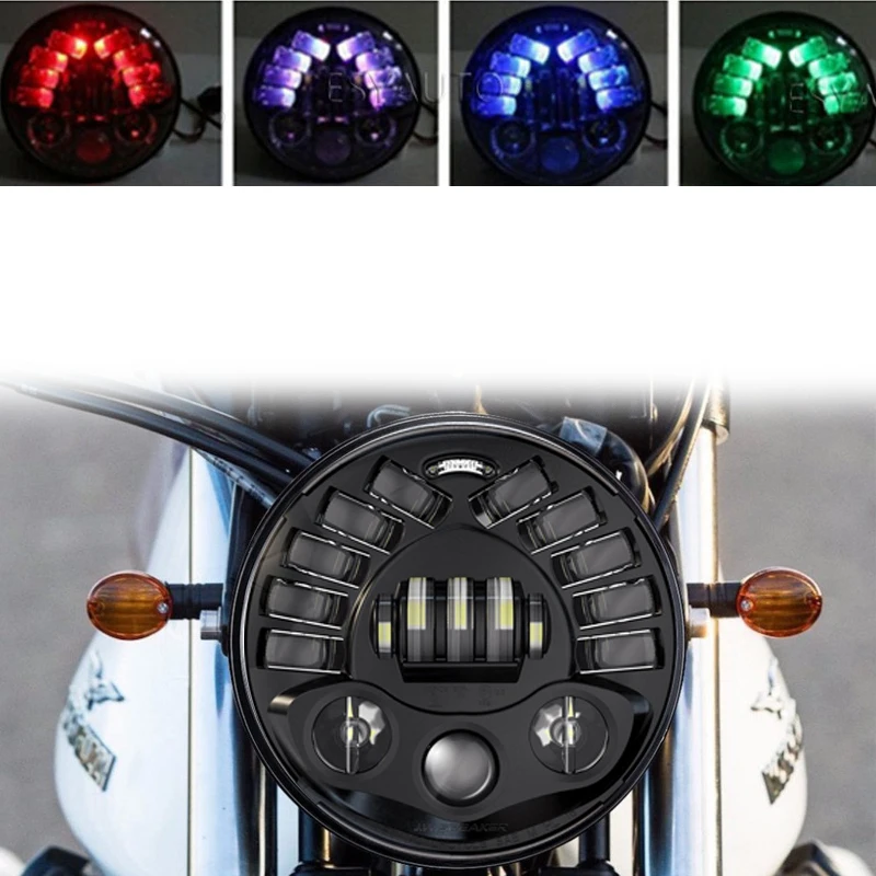 Пульт дистанционного управления RGB 5,75 дюйма 30 Вт светодиодные фары для Harley Sportster Touring Super Glide Dyna 1 шт