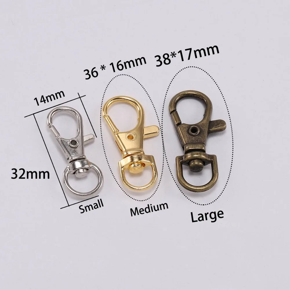 Lobster Clasps 10Pcs/Lot Swivel Lobster Clasp Hooks Keychain Split Key Ring Connector For Bag Belt Dog Chains DIY Jewelry Making Findings
