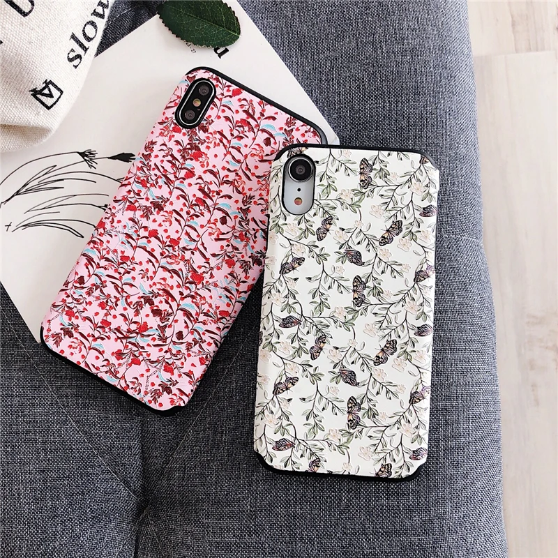 

Literary small fresh small floral cute little butterfly pattern mobile phone case for iphone6 6s 7 8 plus X XR XS MAX shell