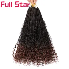 Полная звезда коробка косы кудрявый/синтетические волосы кроше для наращивания 12 нитей 2" черный эффектом деграде(переход от темного к коричневый ошибка кроше волосы для Для женщин