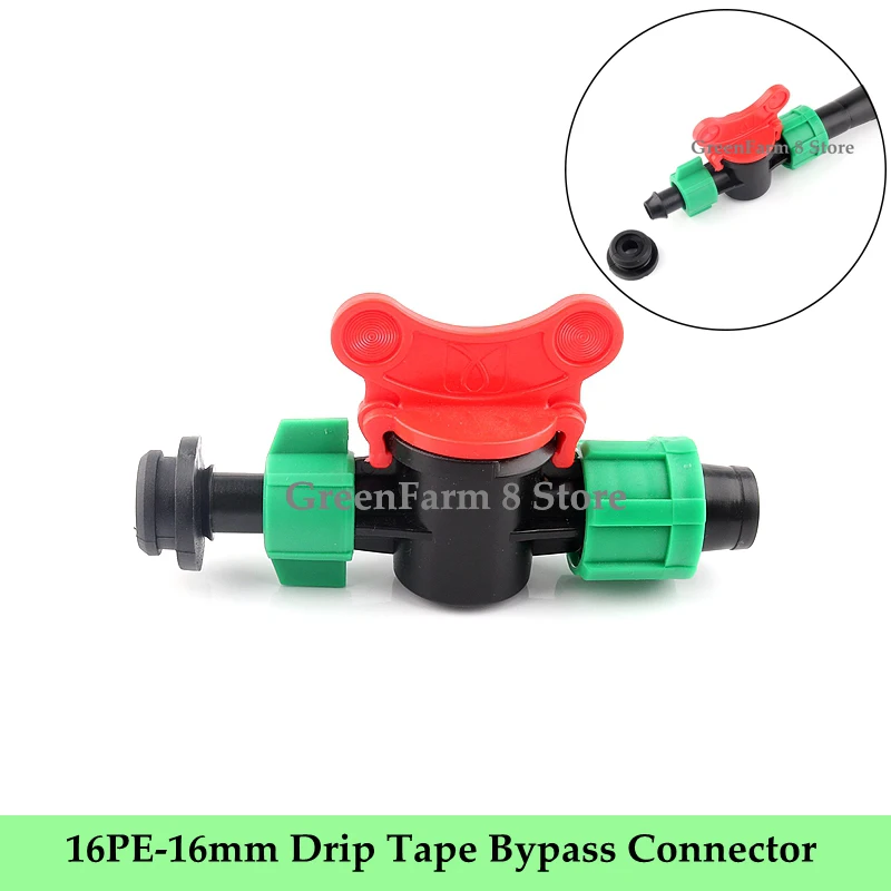 2~50pcs 16PE-16mm Drip Tape Bypass Valve Micro Irrigation Watering Save 16mm PE PVC Pipe Labyrinth Type Joints with Nut | Дом и сад