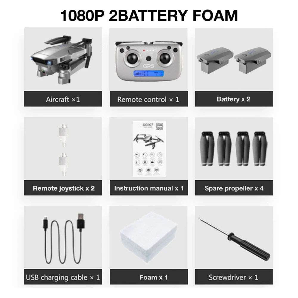 Радиоуправляемый квадрокоптер SG907 Дрон gps 4K HD 50X зум широкоугольная Двойная камера 5G wifi FPV складной селфи дроны Профессиональный следи за мной - Цвет: 1080p 2B Foam
