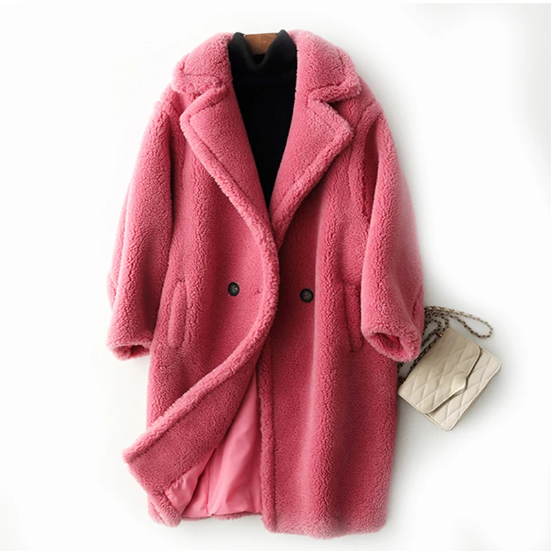 Зимняя модная однотонная одежда, Женское пальто, новое корейское винтажное элегантное офисное женское элегантное натуральное длинное теплое пальто, шерстяная куртка - Цвет: 01