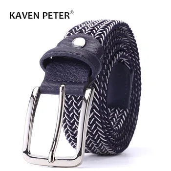 

Mixed Color Elastic Belt Men Woven Elastic Stretch Belt Braided Knitted Stretch Belt With Covered Buckle1-3/8" Wide High Quality