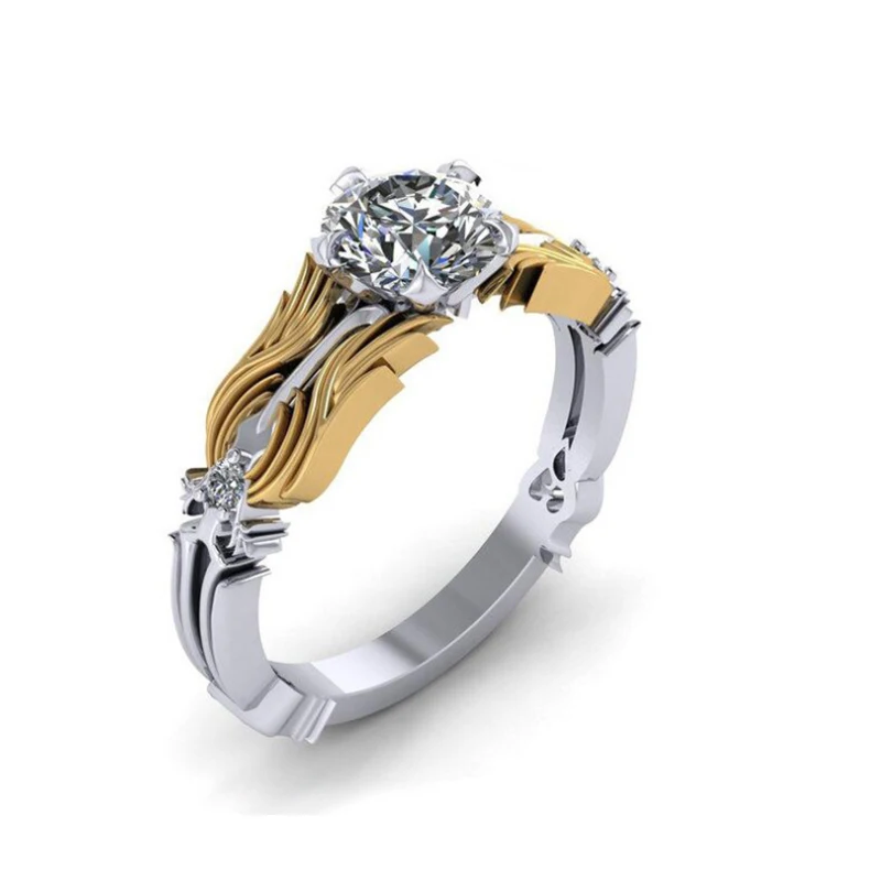 Luxury Two Tone Kingdom Hearts Clear Cz Stone Crown Rings For Women Ladies Wedding Party Aniversary Jewelry Accessori Regalo