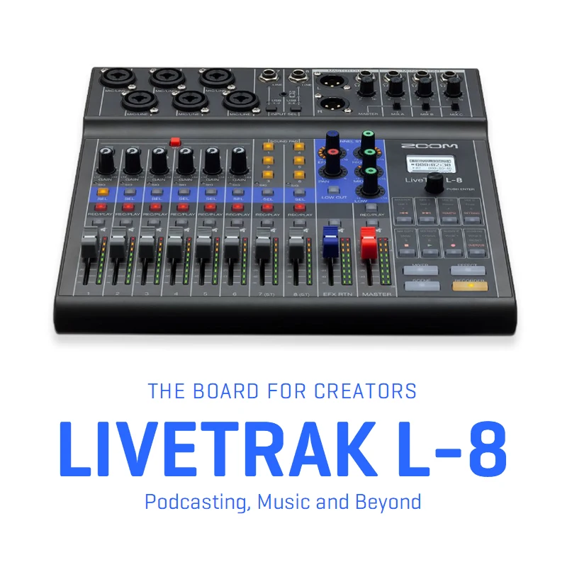 ZoomlivetrakL8mixergravador8channelmixerparamixmonitore