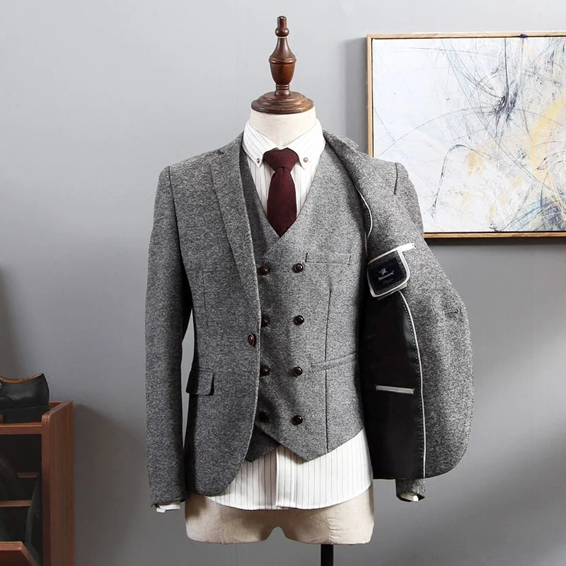 Brown Herringbone Tweed Suit Men Business Dress 3-pieceKorean Slim Fit Groom Wedding Party Suits Tuxedo 6XL Traje Novio 2019 Brown Herringbone Tweed Suit Men Business Dress 3-pieceKorean Slim Fit Groom Wedding Party Suits Tuxedo 6XL Traje Novio 2019