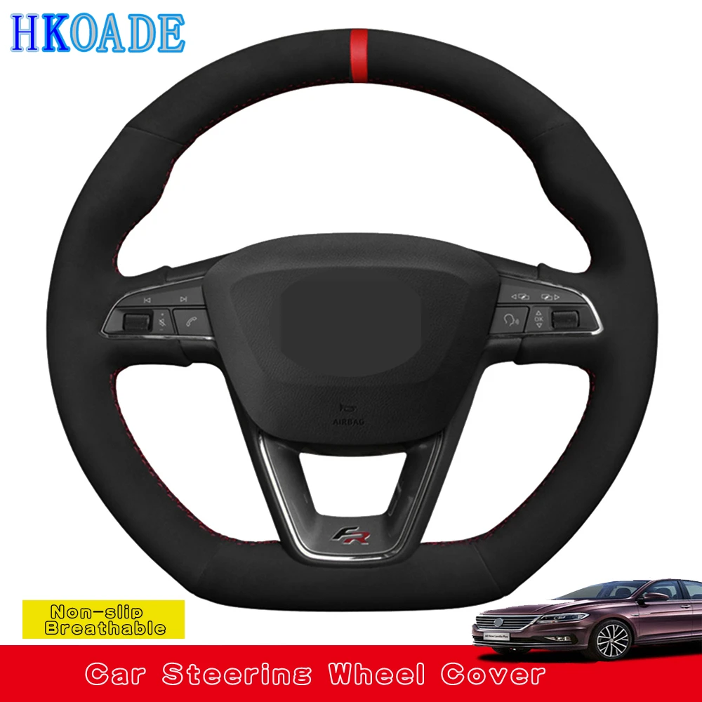 Customize DIY Suede Leather Car Steering Wheel Cover For Seat Leon Cupra R ST Ateca FR | Автомобили и мотоциклы