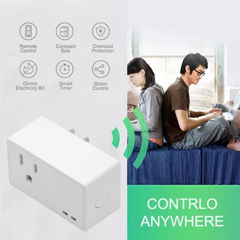 

Newest Smart Socket WiFi Phone Control Timing Plug Voice Control Socket US Plug Works With Alexa Compatible/Google Assistant