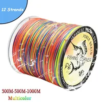 12 Strands Braided Fishing Line 300mm 500m PE Multifilament Multicolor Line Super Strong Japan Fish Line Saltwater Fishing Wire 1