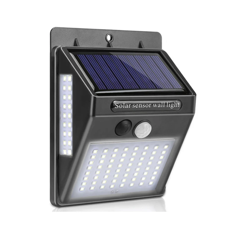100LED Solar Light Sunlight Control PIR Motion Sensor Wall Lamp Waterproof Solar Garden Light for Street Yard Path Decoration