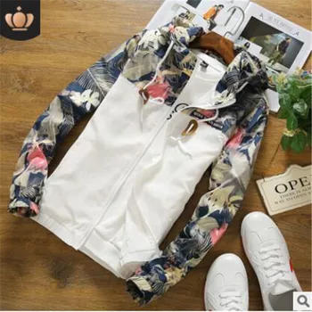 

Spring and Autumn New Men's Jacket with Hat Printed Jacket Men's Leisure Top Spring Fashion Men's Wear
